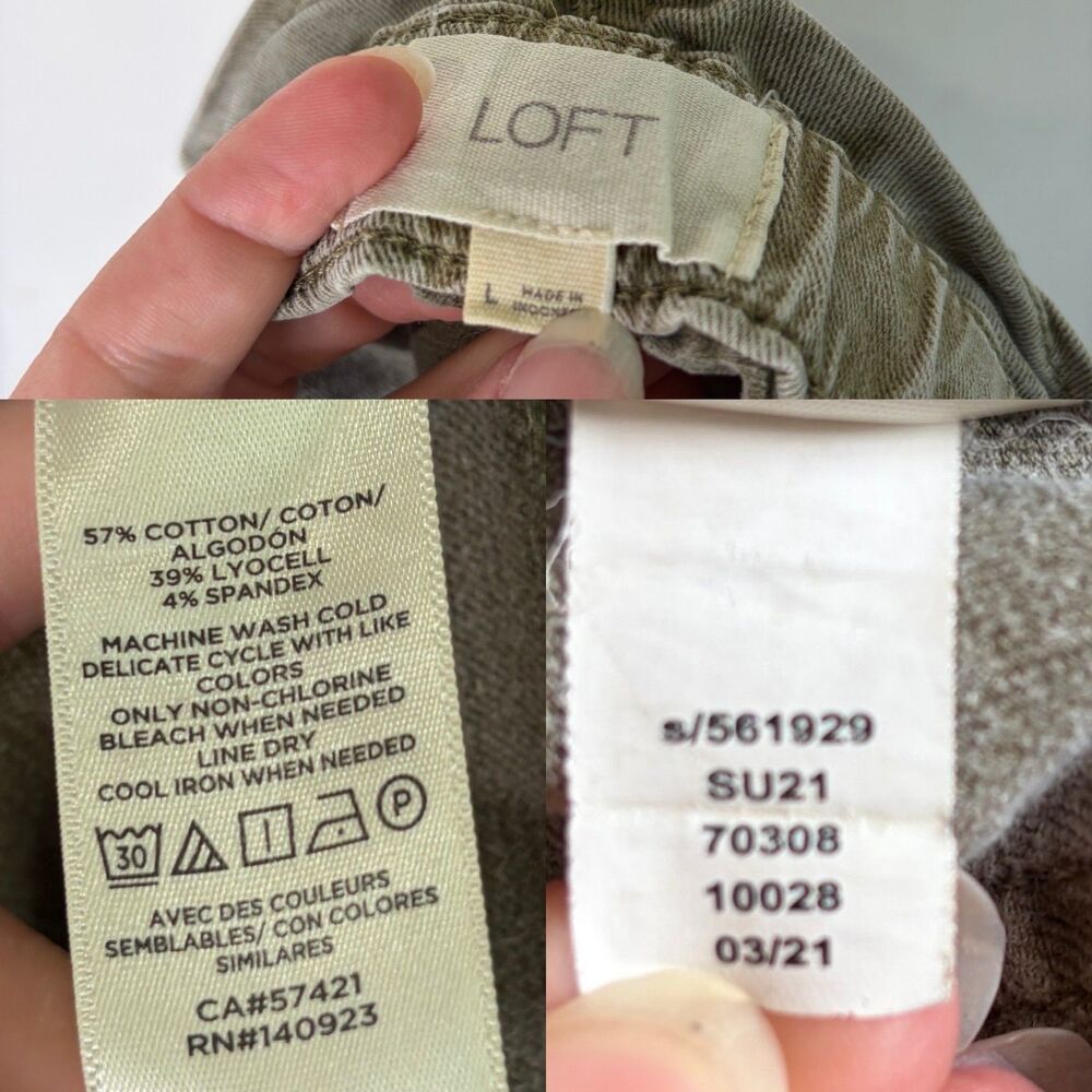 Loft Shorts Paperbag High Rise Olive Green Tie Waist Cinched Women Size Large - Picture 6 of 6